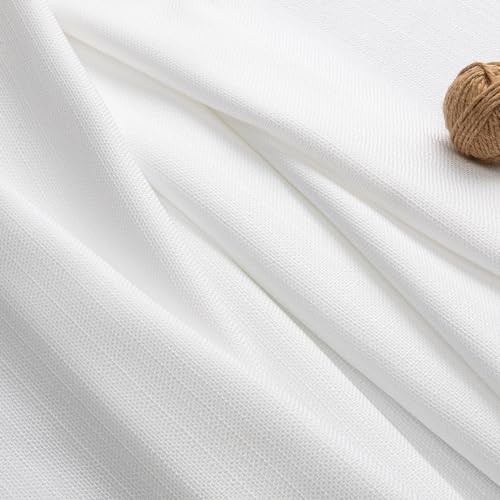 Chyhomenyc White Faux Linen Slub Textured Semi Sheer Small Window Kitchen Valance Curtain, Rod Pocket Cafe Valance for Bathroom Laundry Basement, 30Wx14L inch, 2 Piece - color: White, size: 30"W x 14"L (Pack of 2)
