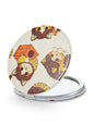 OMIRO 1X/10X Compact Magnifying Mirror, Unique Painting Pocket Mirror with Classical PU Leather (Round, Ginger Cat) - color: Ginger Cat