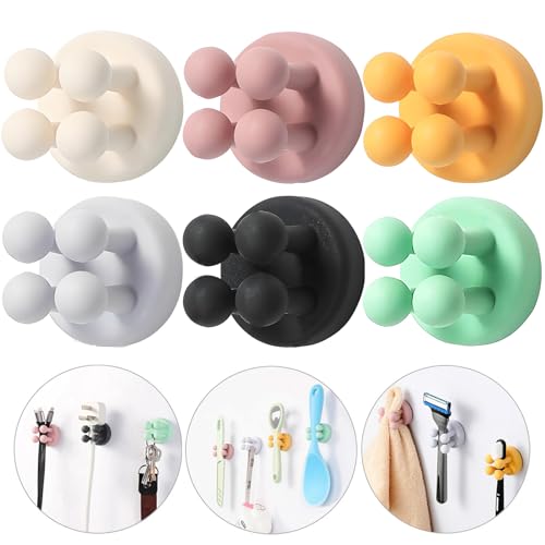 iBetterLife 5Pcs Silicone Toothbrush Holders - Multi-Function Hook Waterproof Self Adhesive Wall Mounted Single Hook for Hanging Key, Utility Plug Holder for Bathroom Kitchen Living Room Office - color: Multicolor