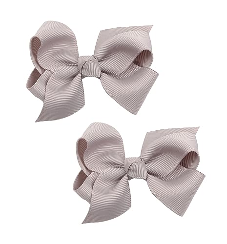 Baby Girl's 2Pcs Cute 3 Inch Pure Color Bow-knot Hair Clip for Photography Travel Daily Life (Grey) - color: Grey