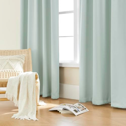 SHINELAND Coastal Summer Blackout Curtains, Thermal Insulated Heat Reducing Drapes, Beach Window Treatments for Living Room Bedroom - color: Aqua, size: 52"W x 72"L (Pack of 2)