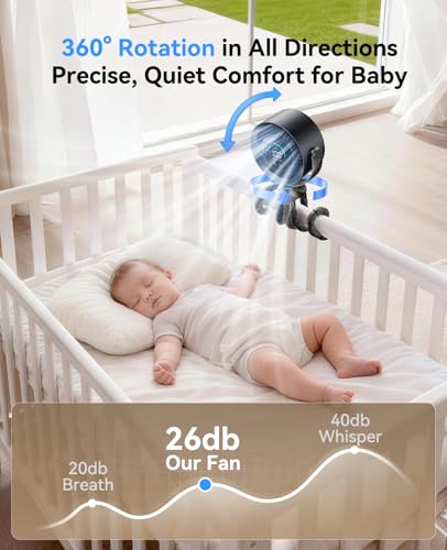 KIMMOO Portable Baby Stroller Fan, 360° Adjustable Quiet Rechargeable USB Fan with LED Display, 100 Speeds Safe Clip Fan for Stroller, Powerful Cooling Fan for Golf Car Seat Treadmill Travel, Black - color: Black