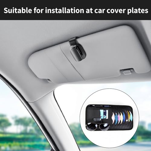 1 Pcs Black Car Sun Visor CD Holder, Universal Fit, Fits Most Cars, SUVs, and Trucks - color: Black
