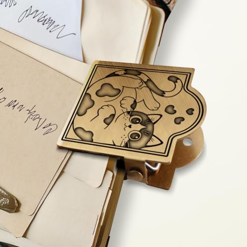 ANATTASOUL Animal Travel Journal Clip Vintage Cartoon Cat Metal Book Clips, Decorative Heavy Duty Journal Clips to Hold Journal Open for Notebook, Photo, Bookmark, Office Kitchen Home DIY Use - style: Cartoon Cat