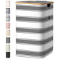 BALEINE Laundry Hamper with Lid, Tall Laundry Baskets with Bamboo Pull Handles, Large Laundry Bin with Internal Support (18 Gal/70L, Grey Stripe) - color: Grey Stripe, size: 70 liters