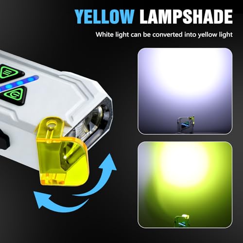 UV Flat EDC Flashlight Rechargeable 1000 High Lumens Pocket Light with RGB | Magnetic Base Small Flashlights, Dual Switch,Aluminum Alloy Body,USB-C Waterproof Work Flash Light for Work,Home,Emergencies - color: RBG White