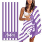 MeMoShe Personalized Beach Towel with Name Custom Microfiber Kids Beach Towels Sand Free Quick Dry Pool Towel Blanket Stripes Print Beach Towels for Adults 30x60 Inch-Light Purple - color: Light Purple 2
