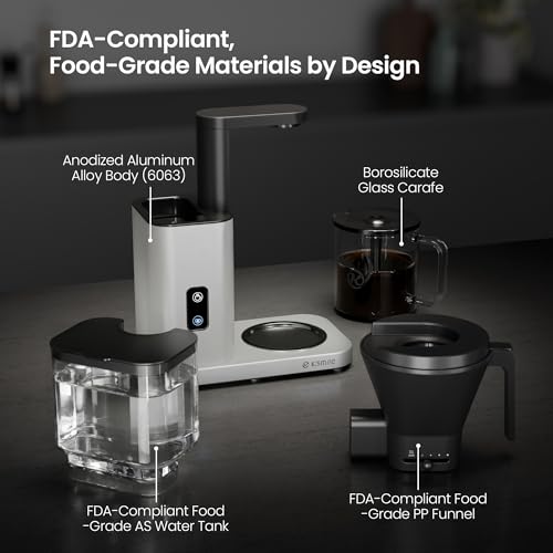Kismile SCA-Certified 8 Cup Drip Coffee Maker, Pour Over Coffee Machine with 3s Instant Heat 197–205℉, Adjustable Flow Control, Removable Water Tank, Deep Cold Brew & 40 Min Keep Warm (Pearl White) - color: White