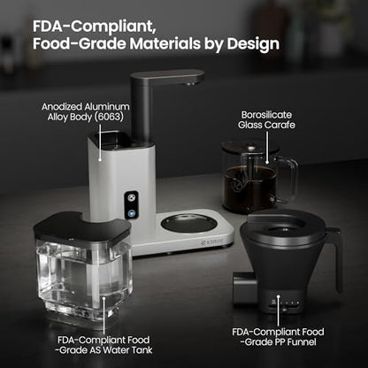 Kismile SCA-Certified 8 Cup Drip Coffee Maker, Pour Over Coffee Machine with 3s Instant Heat 197–205℉, Adjustable Flow Control, Removable Water Tank, Deep Cold Brew & 40 Min Keep Warm (Pearl White) - color: White