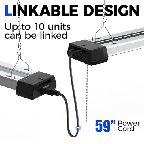 Barrina BS42a 4FT LED Shop Light for Garage, 42W, 5000K, 4800LM, Linkable Plug in Light Fixture, Workshop, Hanging or Flush Mount, Concealed Wiring Design, Pull Chain Switch, Heat Dissipation, 4 Packs - size: 4 Packs