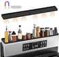 30 Inch Silicone Magnetic Stove Top Shelf, Kitchen Shelf Over Stove Spice Rack Apartment Must Haves Kitchen Gadgets for Above Stovetop Seasoning Organization and Storage with 2 Functional Prtitions - color: Black