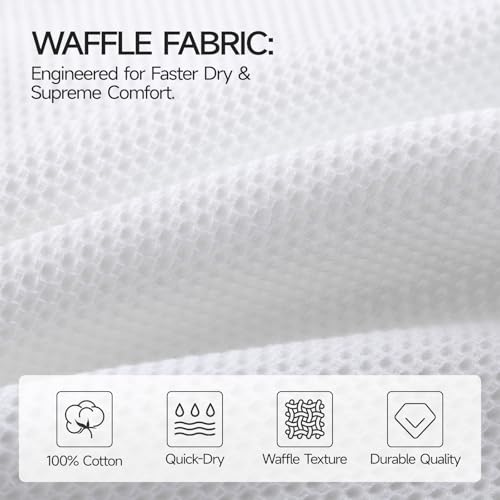 REDKISS 100% Cotton Waffle Weave Bath Towels 4 Pack - 27.5x55 Inches| Lightweight, Quick Dry & Highly Absorbent,Perfect for Spa, Gym, Travel, Guest Bathroom-White - color: White