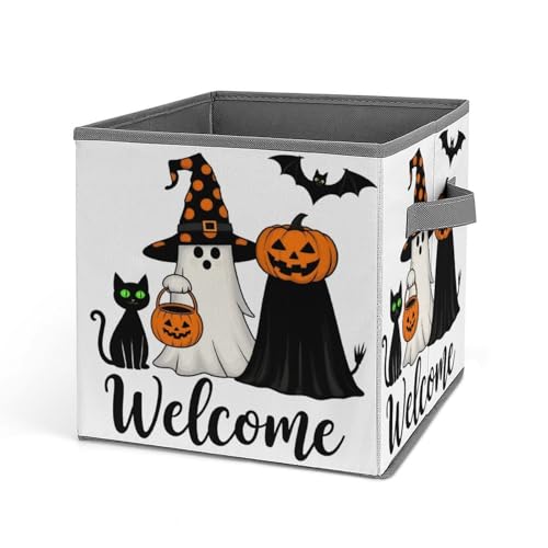 Welcome To Halloween Foldable Storage Box with Handle Organizer Containers for Home Office Clothes Office Supplies - color: style-9-1