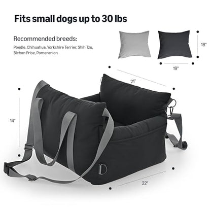 Amazon Basics Dog Car Seat, Pet Booster for Small-Medium Dogs with Leash & Washable Cover, Black - color: BLACK