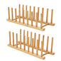 HBlife 2pcs Bamboo Dish Plate Bowl Cup Book Pot Lid Cutting Board Drying Rack Stand Drainer Storage Holder Organizer Kitchen Cabinet（Keep Dry） - color: Bamboo 8 Slots 2pcs