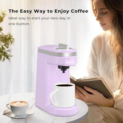 CHULUX Mini Coffee Maker for K Capsule, Single Serve Coffee Maker for One Cup Americano, Lightweight Pod Coffee Machine, Lavender - color: Lavender