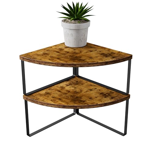 Corner Shelf Countertop Organizer - Set of 2 Corner Shelves for Kitchen Cabinet Organizer, Spice Rack, Stackable Bathroom Organizers and Storage, Sink Rack, Corner Cabinet, Counter Decor, Rustic Brown - color: Rustic Brown, size: Stacked Utility