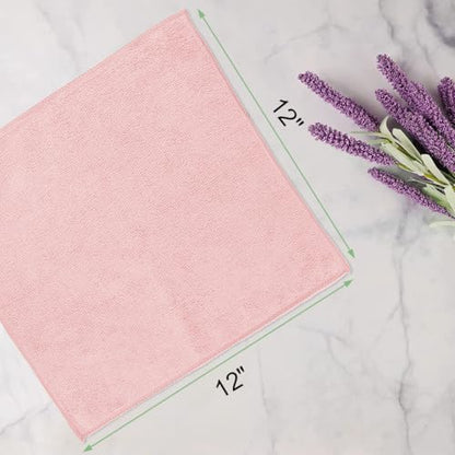 UNIMADE Washcloths - 20 Pack - Face Towels (12" x 12"), Highly Soft Wash Cloths and Hand Towels, Fast Drying Multi-Purpose Microfiber Cleansing Cloths for Bathroom, Hotel, Spa, and Salon - Pink - color: Pink, size: 20Pack