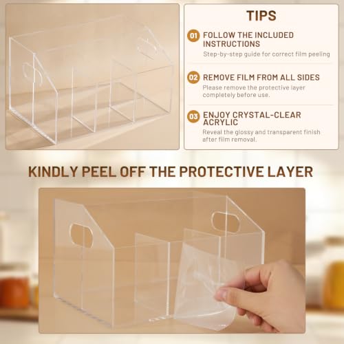 Acrylic Paper Plate Organizer and Dispenser – Plate and Utensil Caddy for Plates, Cups, Napkins and Cutlery, Ideal for Kitchen, Parties, Picnics, Weddings, and Outdoor Events - size: Standard(9 x 6 Inch)