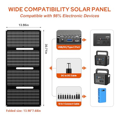 powkey 200W Portable Power Bank with Solar Panel 40W, 146Wh Power Bank with AC Outlet, High Eifficiency Waterproof Solar Panel Kit with Battery Bank for Outdoor Camping Home Backup - color: Black Grey
