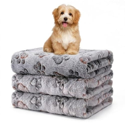 1 Pack 3 Blankets Fluffy Premium Fleece Soft Pet Blanket Flannel Throw for Cat Dog Puppy (Small 23x16'', Paw-Grey) - color: Grey,grey,grey, size: 23x16 inch(Pack of 3)