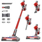 Cordless Vacuum Cleaner, Powerful Stick Vacuum Cleaner for Home with Rechargeable Battery, 6-in-1 Lightweight Handheld Vacuum, 45 Mins Runtime for Hardfloor & Carpets Pet Hair (red)
