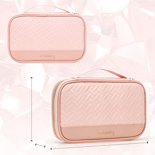 emissary Travel Jewelry Case Organizer for Necklace & Earrings, Pink | Padded slots & necklace ties keep jewelry tangle-free; double-zip, water-repellent travel case for rings & earrings - color: Pink