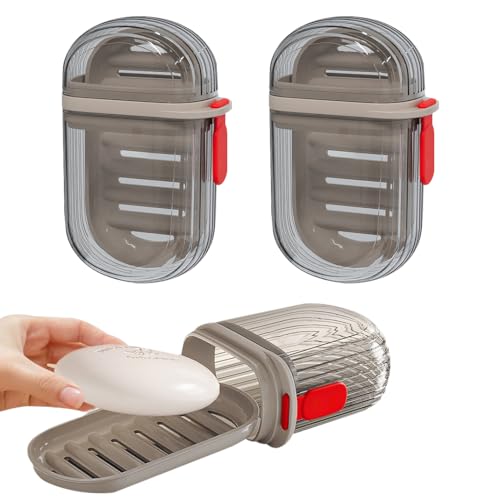 2 Pack Travel Soap Case Portable Soap Container with Lid Leakproof Bar Soap Holder Travel Soap Dish Draining Soap Box for Traveling Camping Gym Bathroom Dorm