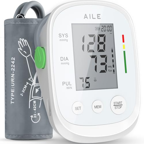 Blood Pressure Monitor, Aile Blood Pressure Machine Upper Arm Large Cuff(8.7"-16.5"), High Automatic Blood Pressure Monitors Cuff for Home Use, (BP) Manual Arm Blood Pressure Monitors, 2 * 99 Memory - color: White