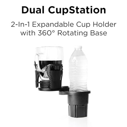 Limitless Dual CupStation - 2-in-1 Expandable Cup Holder with 360° Rotating Base – Black