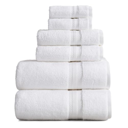Springtree Home White Bath Towels Set of 6 | Ultra Quick Dry Bath Towels | 100% Combed Cotton | Absorbent Quick-Dry Towels for Bathroom | Oeko-TEX® Standard 100 Cotton | White - color: Bright White, size: 6 Piece Set