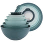 COOK WITH COLOR Mixing Bowls with TPR Lids - 12 Piece Plastic Nesting Bowls Set includes 6 Prep Bowls and 6 Lids, Microwave Safe Mixing Bowl Set (Teal) - color: Teal TPR Lids