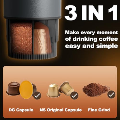 Portable Coffee Maker, 3 in 1 Electric Espresso Machine Set, Rechargeable Self-Heating Brewer with Carrying Bag and Coffee Stand for Office Camping, Hiking - color: Space Gray