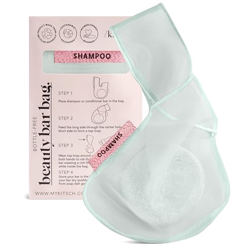 Kitsch Patented Mesh Soap Bag for Shampoo and Conditioner Bars - Mint | Bar Soap Saver Pouch - Extends Use & Prevents Soggy Mess - Recycled Beauty Bar Bag, Eco-Friendly - color: Mint