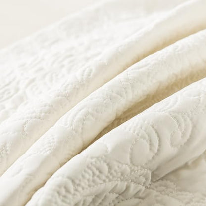 HoneiLife Oversized Queen Bedspreads 110x106- Queen Size Quilt Bedding Sets 3-Piece, Reversible Coverlets Lightweight Bedlinen Set for All Season Use-Beige - color: Beige, size: Oversized Queen-110"x106"