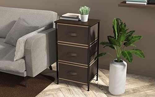 Simple Houseware 3 Drawer Nightstand Dresser with Wood Top, Brown - color: Brown, size: 3 Drawers