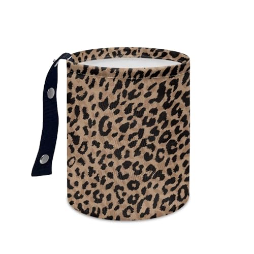 Renewold Car Trash Can, Leopard Print Animal Fur Texture Car Trash Bag, Automotive Garbage Cans with Button Straps, Foldable Trash Bin, Organizer Bag for Storage Tissure Toys Snacks Drinks - color: Leopard Print Animal Fur Texture