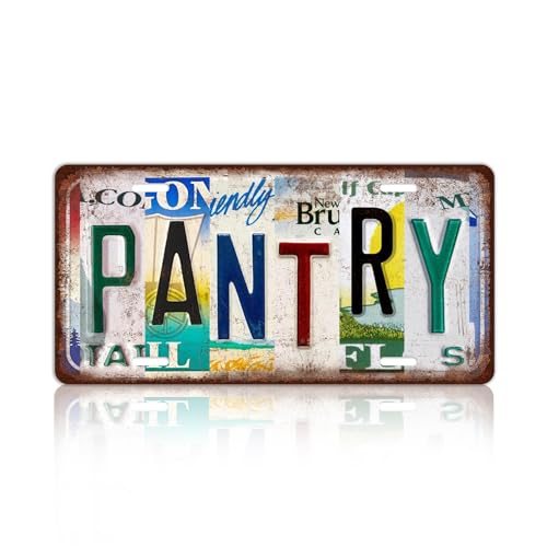 Vintage Pantry Metal Tin Sign License Plate Wall Decor 12 x 6 Inches - color: Plate-11