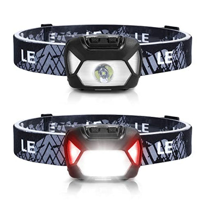 Lepro HeadLamp, 2 Pack Super Bright LED Head lamp with 6 Lighting Modes, Waterproof, Battery Powered LED Lightweight Headlight for Cycling Running Camping for Kids Adults - color: Black-2 Pack