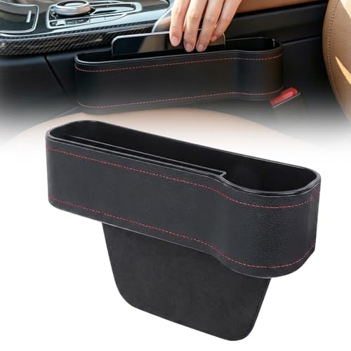 Car Seat Gap Filler Organizer, Automotive Front Seat Storage with Car Cup Holder, Multifunctional Car Seat Organizer, Sunglasses, Auto Console Side Storage Box (Black, Left Side) - color: Black, size: Left side