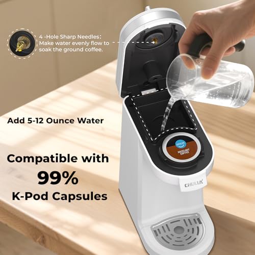 CHULUX Mini Coffee Maker for K Capsule, Single Serve Coffee Maker for One Cup Americano, Lightweight Pod Coffee Machine, Pearl White - color: White