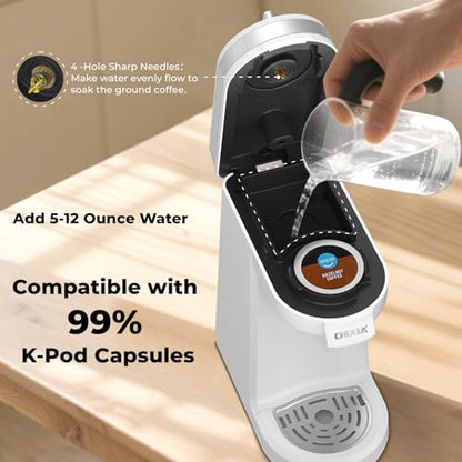 CHULUX Mini Coffee Maker for K Capsule, Single Serve Coffee Maker for One Cup Americano, Lightweight Pod Coffee Machine, Pearl White - color: White