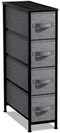Sorbus Narrow Dresser with 4 Drawers - Vertical Slim Storage Chest of Drawers with Steel Frame, Wood Top & Easy Pull Fabric Bins for Small Spaces, Closets, Bedroom, Bathroom & Laundry (Black/Charcoal) - color: Black/Charcoal, style: 4 Drawer