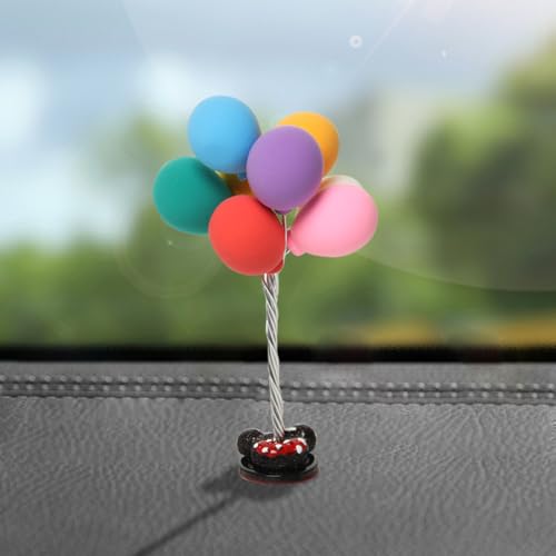 Cute Colorful Balloon Car Dashboard Decoration – Lovely Resin Mini Balloon Figurines for Car Console Dash & Rearview Mirror Ornaments – Auto Interior Decoration for Vehicle, Home, Office (Colorful)