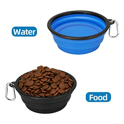 Kytely Large Collapsible Dog Bowls 2 Pack, 34oz Foldable Dog Travel Bowl, Portable Pet Water Food Bowl with Clasp, Pet Cat Feeding Cup Dish for Traveling, Walking, Hiking (Black+Blue) - color: Blue & Black