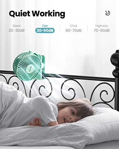 Gaiatop Portable Clip on Fan Battery Operated, Small Powerful 3 Speed Quiet 360° Rotate, USB Rechargeable Mini Personal Cooling Fan for Desk Table Home Office Stroller Camping Women Gifts Green - color: green