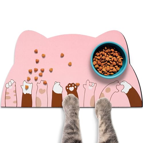 Pet Feeding Mats - Absorbent Cat Food & Water Mats, Pink, 17.7 * 9.8 inch - color: Pink, size: Small