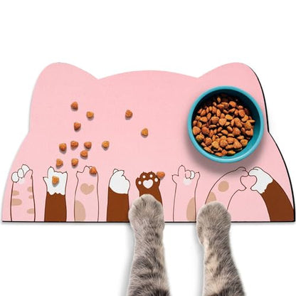 Pet Feeding Mats - Absorbent Cat Food & Water Mats, Pink, 17.7 * 9.8 inch - color: Pink, size: Small
