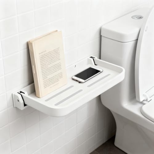 RV Aluminum Folding Wall Shelf - Waterproof and Rust-Proof Space Save Wall-Mounted Folding Small Shelf for Bathroom, Laundry, Kitchen,RV,Campers,Boat etc (White 2PCS, 11.8inch)