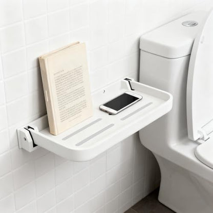 RV Aluminum Folding Wall Shelf - Waterproof and Rust-Proof Space Save Wall-Mounted Folding Small Shelf for Bathroom, Laundry, Kitchen,RV,Campers,Boat etc (White 2PCS, 11.8inch)